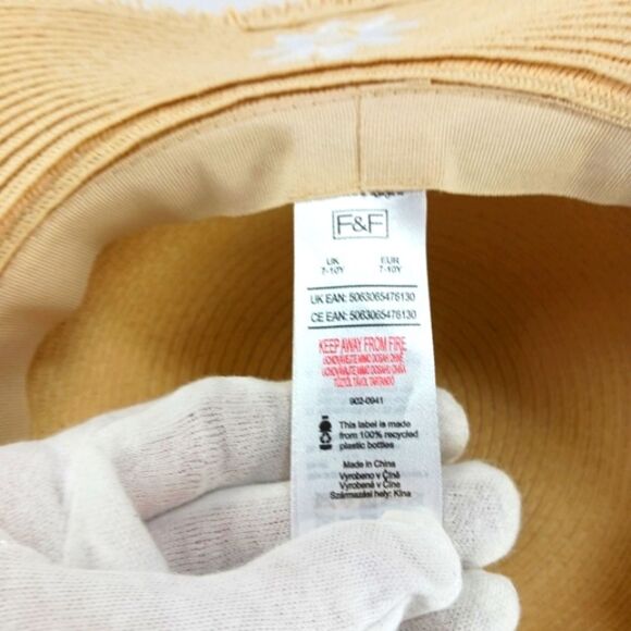 F&F Floppy Rim Banded Straw Like Hat With Daisy Applique Accents. - Picture 8 of 10